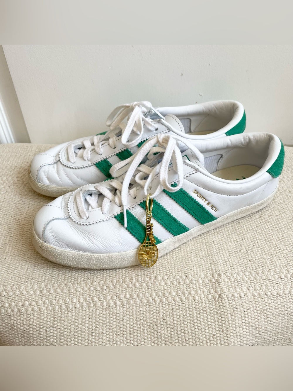 Adidas X Sporty And Rich White Sneakers Court Green Size Womens 8.5